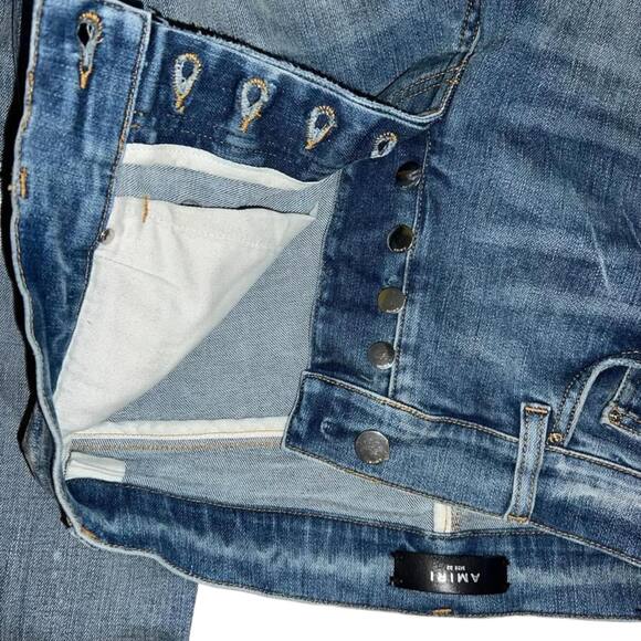 Amiri Embroidered Logo Distressed Skinny Denim Jeans Size 32 - Picture 7 of 11